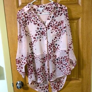(m) Candies light pink floral dress shirt